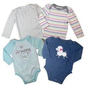 Baby Girls Long Sleeve Bodysuit Bundle, 3-6 Months Garanimals Circo 100% Cotton